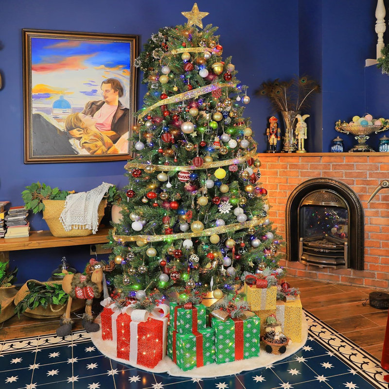 Arbre de Noël artificiel illuminé 6 pi avec support et lumières multicolores, Oui