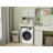 Over The Washer, Dryer And Robot Vacuum Storage Cabinet, Laundry Room Organizer With 1 Door, A Adjustable Shelf And A Fake Drawer
