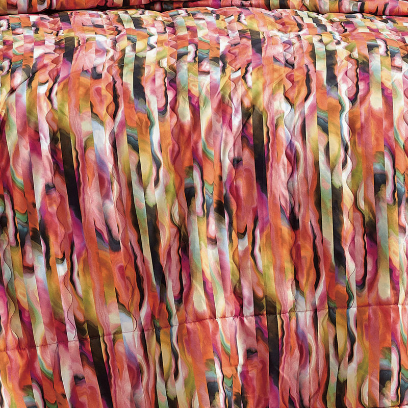 Ensemble de couvre-lit réversible à motif abstrait multicolore Vibrant ， Grand, Couvre-lit grand et 2 taies décoratives