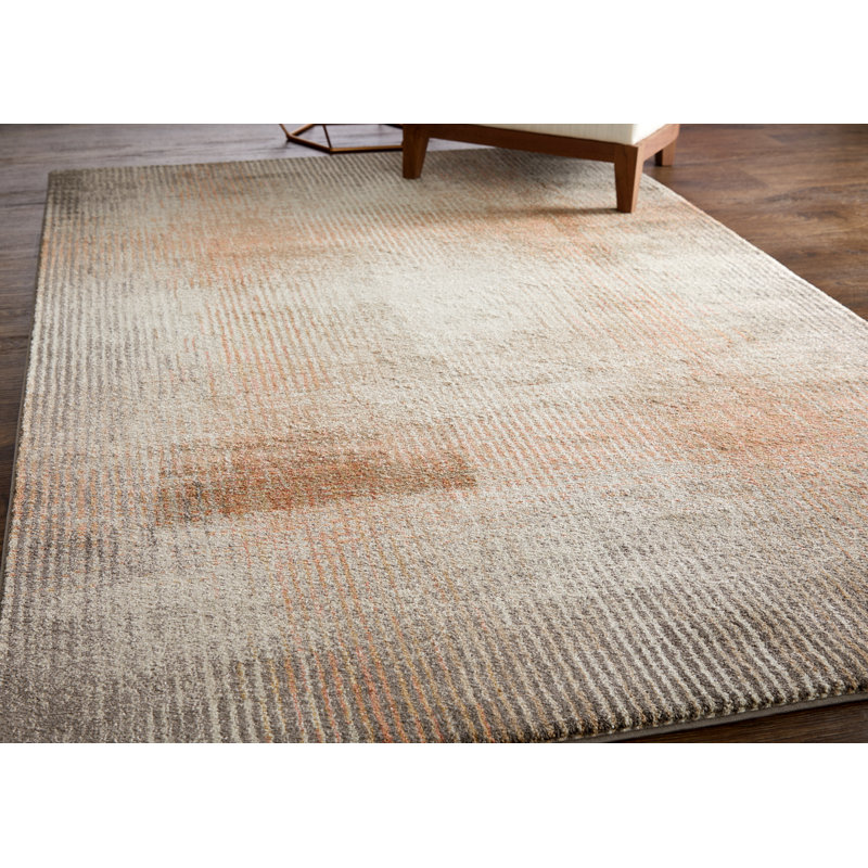 Roy Modern Abstract, Ivory/Taupe/Pink Area Rug, Runner 2'6" x 7'3"