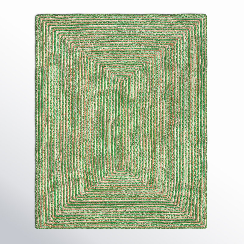 Tapis vert tissé à la main Demartini, Rectangle 8 pi x 10 pi