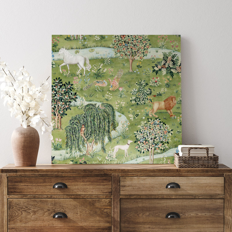 Décor de chambre de bébé animaux des prairies tropicales, H 12 po x l 12 po, Toile tendue