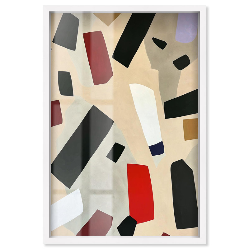 «Mindscape Mosaic III Shadowbox Print Modern Abstract» par Art Remedy, H 37 po x l 25 po, Blanc