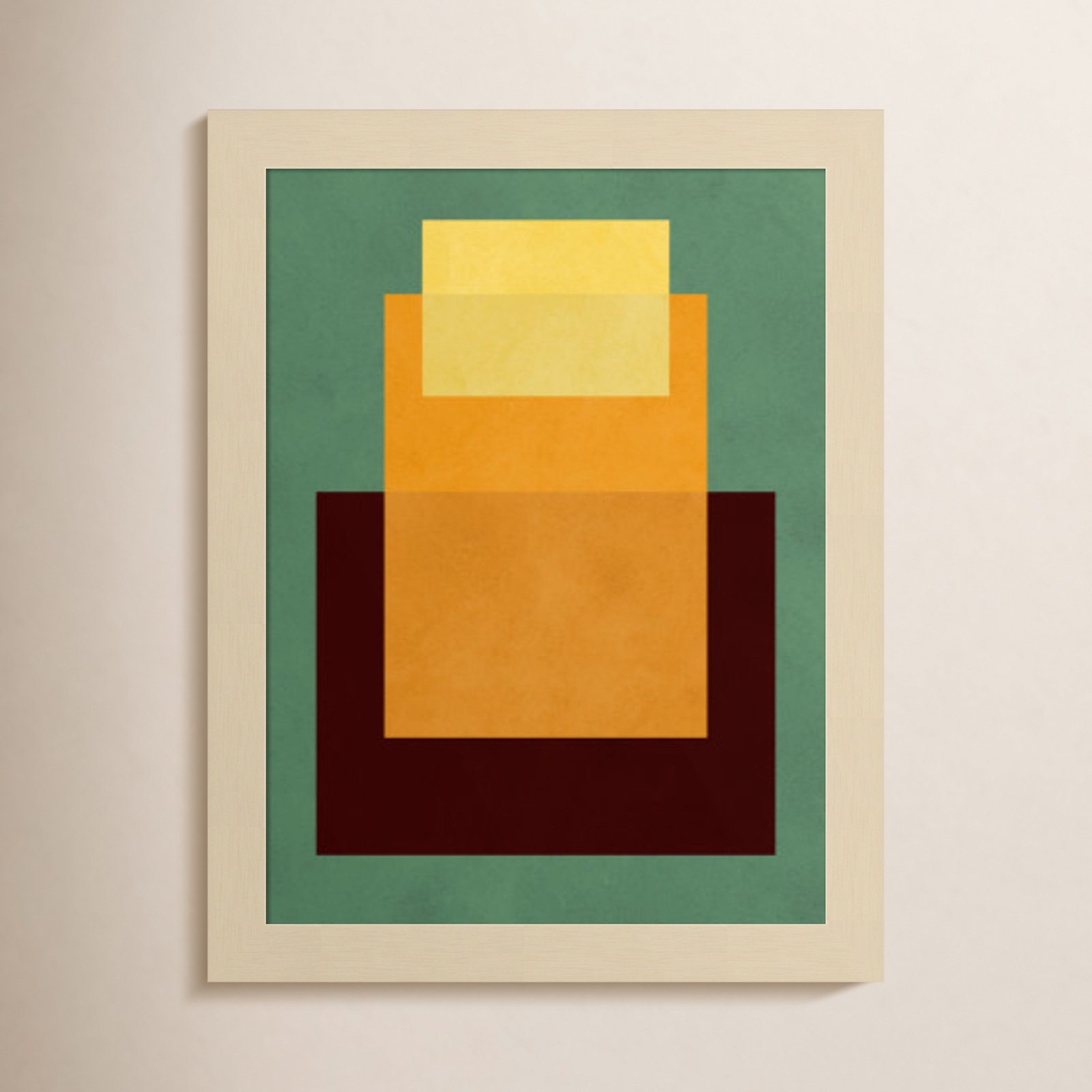 Overlapping Geometry 10 Print, Green/Orange, Brown, 13" H x 10" W