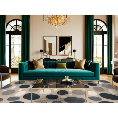 Washable Coastal Pebbles Deluxe Coastal Area Rug