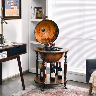 Shorey Wine Bottle & Glass Rack in Black and Brown