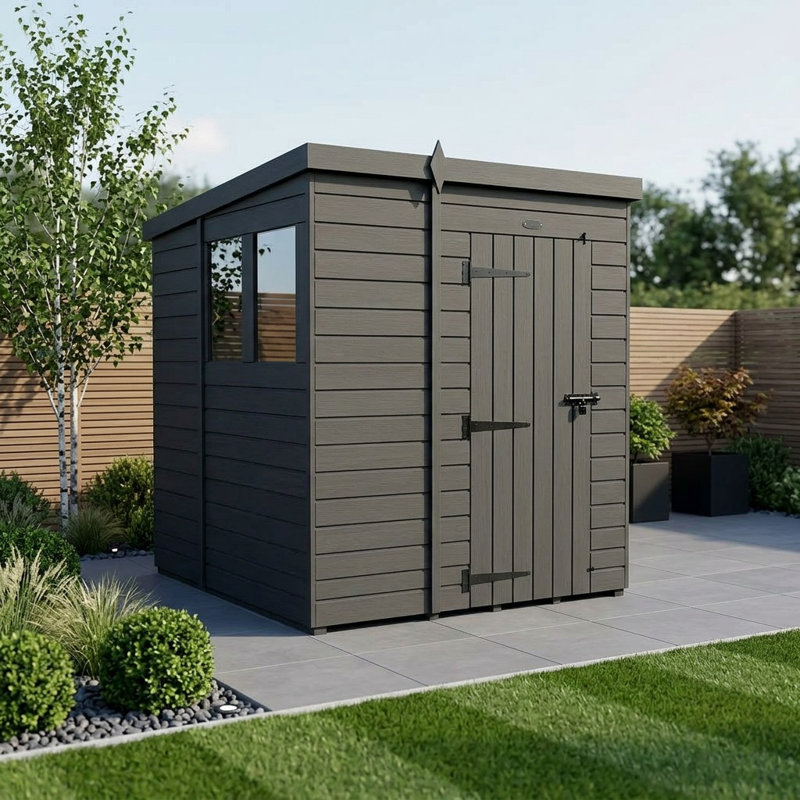 Total Sheds 7ft x 6ft Composite Pent Garden Shed - Single Door - With Windows - EPDM Rubber Roof - UK Manufactured