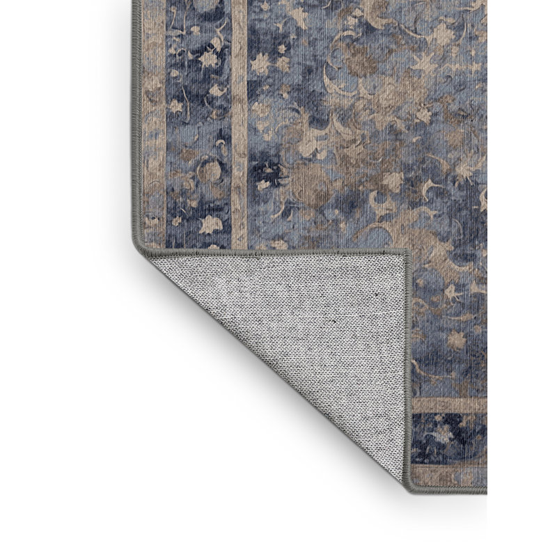 Tapis gris lavable à la machine, Rond 3 pi