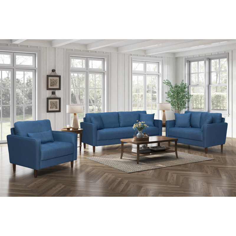 Doiphode Mid-Century Upholstered Sofa, Blue
