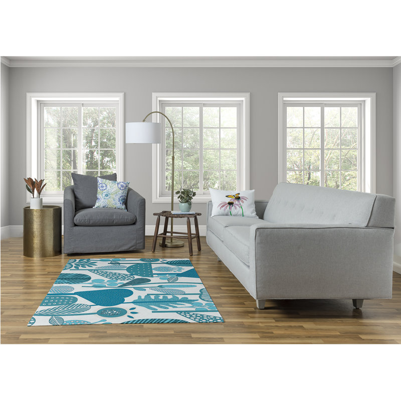 Tapis fleuri en chenille fleur de printemps, Rectangle 4 pi x 6 pi