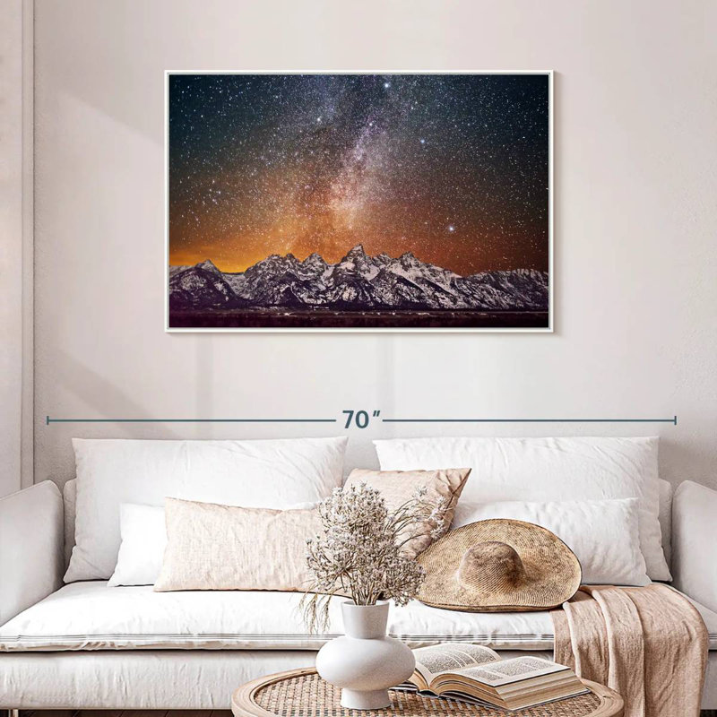 Voie lactée au-dessus de Grand Teton, Cadre flottant blanc, 43 po x 29 po