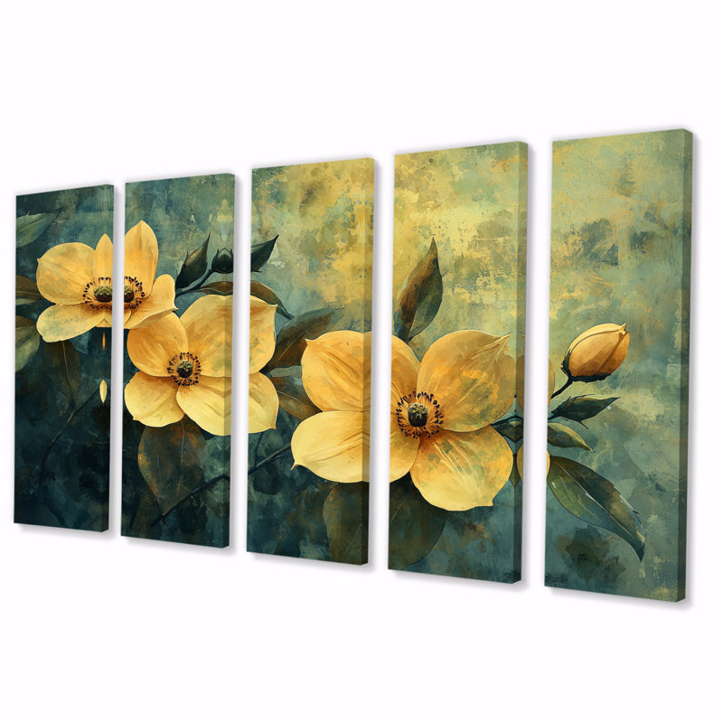 Été arbre cornouiller Gentle Embrace II - art mural cornouiller - ensemble d'art mural traditionnel, 5, H 32 po x l 80 po