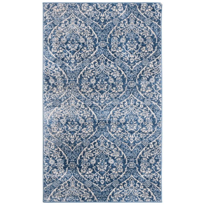 Tapis bleu marine / gris clair Avira, Rectangle 3 pi x 5 pi