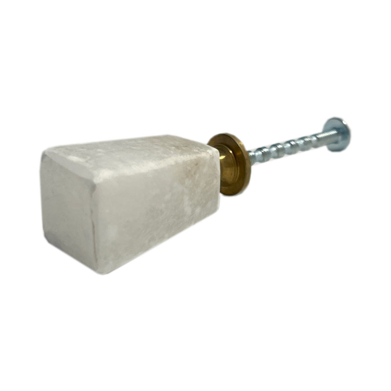 Ensemble de six boutons de tiroir cylindriques carrés en pierre blanche