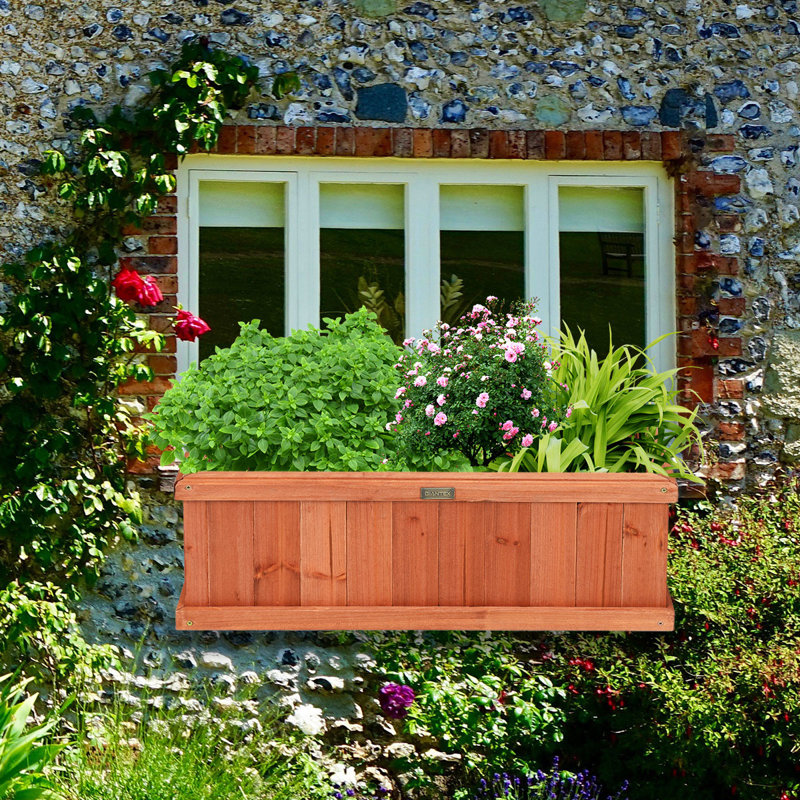 Ivaan Wooden Window Planter Box, 10" H x 9" W x 28" D