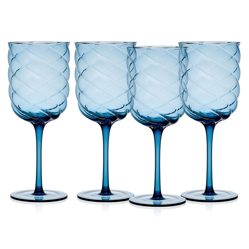 Mikasa Bubble Wine Glass Set of 4, Blue