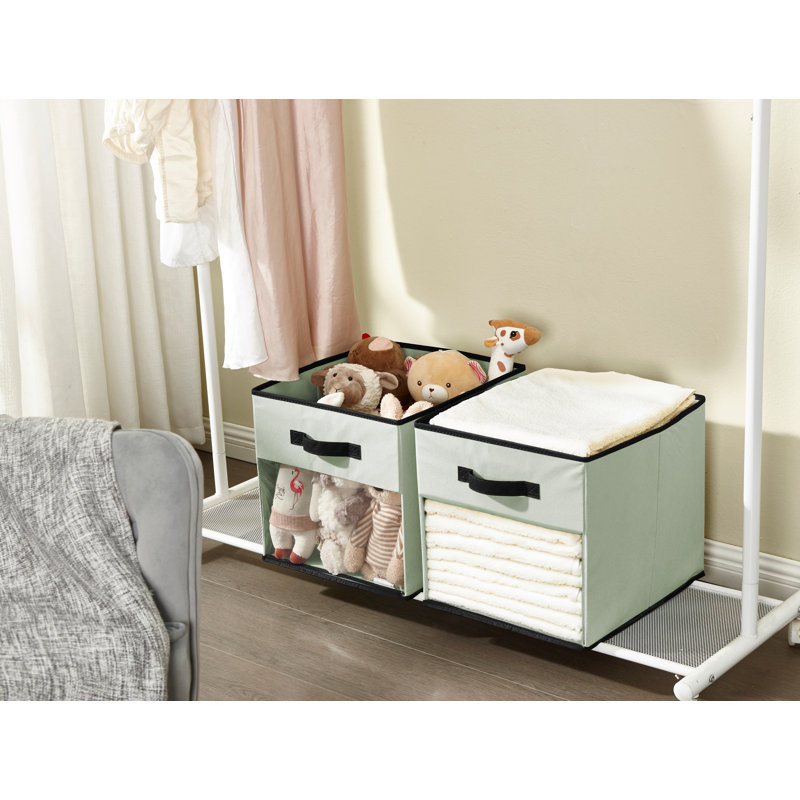 Fabric Cube Set, Green, 13" x 13" x 13"
