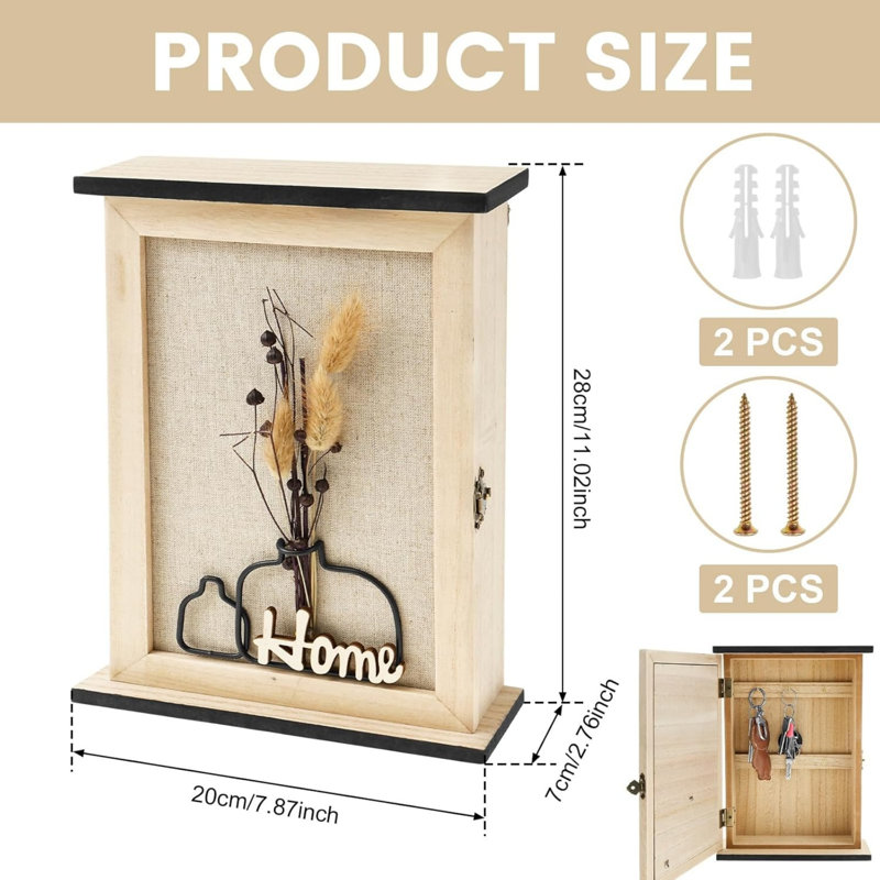 Wood Wall Organizer with Wall Baskets