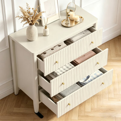 Almonte 34"W Oversized Fluted Nightstand with 3 Drawers