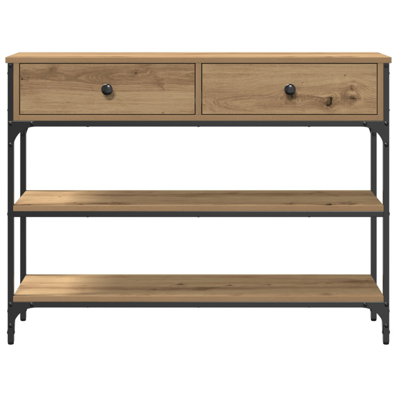 Console Table, Metal 100 Cm Shelving, Artisan Oak