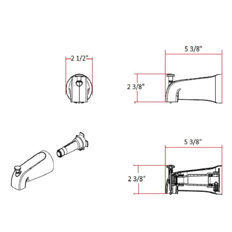 Wall Mounted Tub Spout with Diverter, Satin Nickel