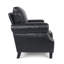 Fauteuil club en PU noir, décor clouté roulé, mobilier contemporain et fonctionnel avec garniture confortable