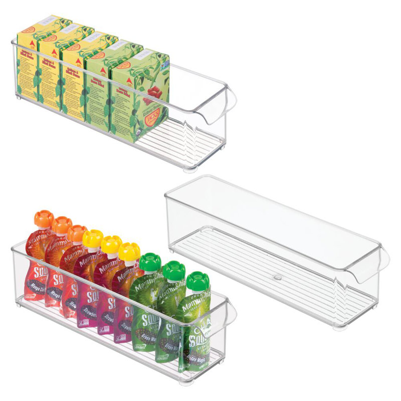 Stackable Fridge Storage Bin with Handle - Fridge and Freezer Organizer Bin for Snacks and Yogurt Pouches