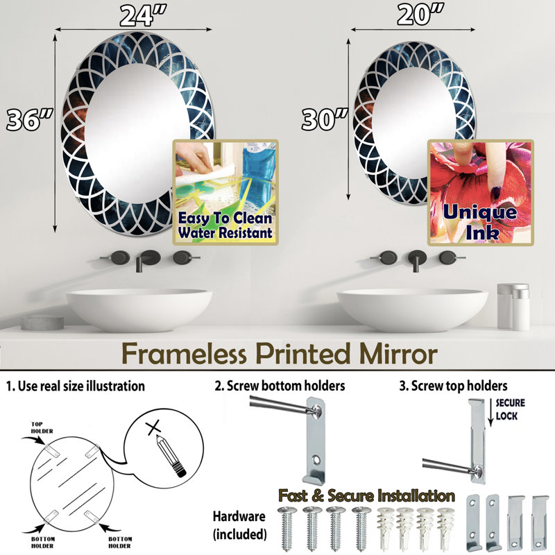 Miroir mural Stephensville - Paysages ovales, 36 po x 24 po