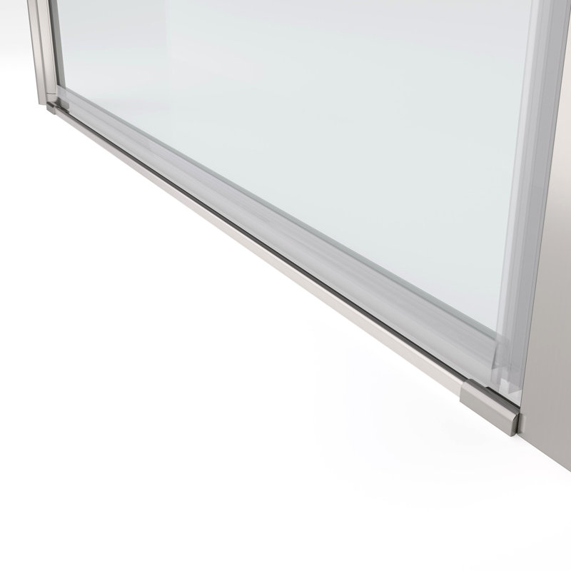 1/4" Tempered Glass Pivot Shower Door, 36"-37 3/8" Width, Bathroom Captivating Style Wide Glass, Luxury, Brushed Nickel