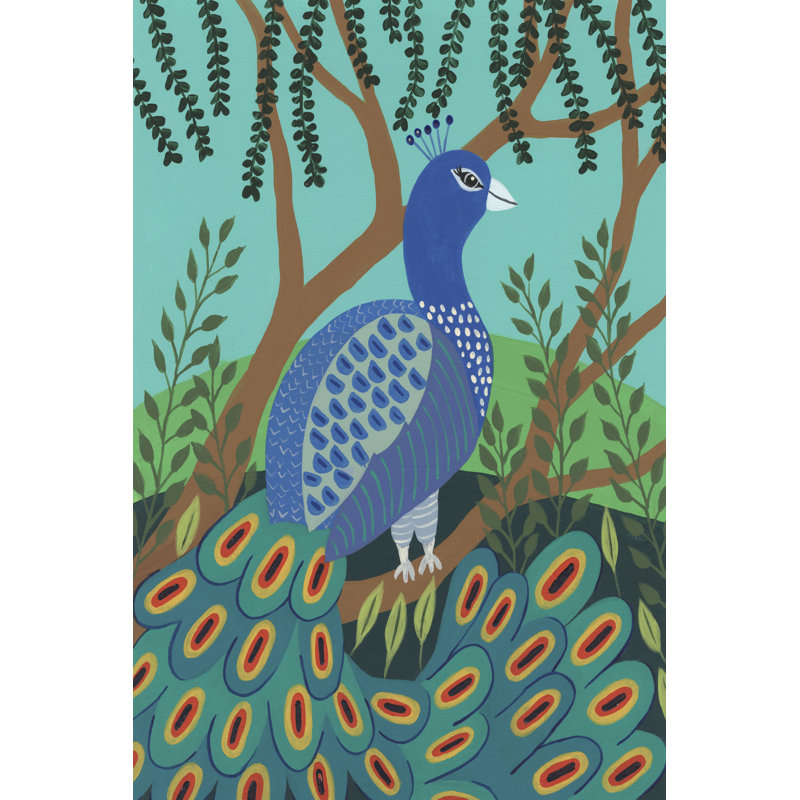 Dandy Peacock I - Graphic Art, Black Floater Framed, 91cm H x 61cm W