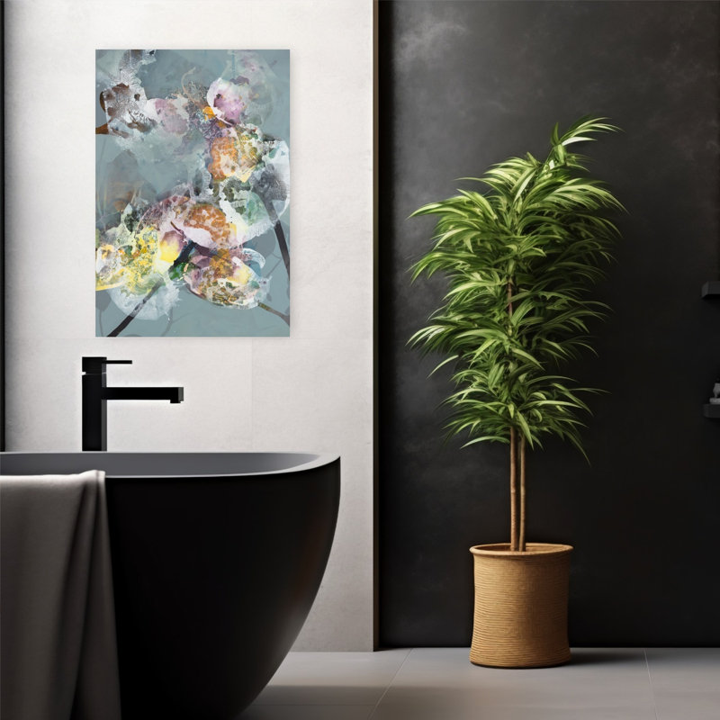 Fleurs fluides éthérées, art contemporain abstrait coloré, H 24 po x l 16 po