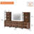 Modern 72" Tall Bookcases With Glass Doors And Adjustable Shelves, Library Book Shelf With Storage Cabinet And Open Book Shelfs, Wood Bookshelves For Home Office, Living Room, Brown-1333220904