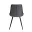 Salle à manger moderne 5 pièces avec plateau en pierre frittée, chaises rembourrées grises, pieds en métal noir, plateau de table au style tendance-1139200188