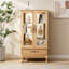 Vitrine lumineuse - Vitrine élégante en verre avec tablettes réglables, 2 portes et 1 tiroir - Buffet de rangement pour le vin avec ampoule incluse - Finition chêne clair