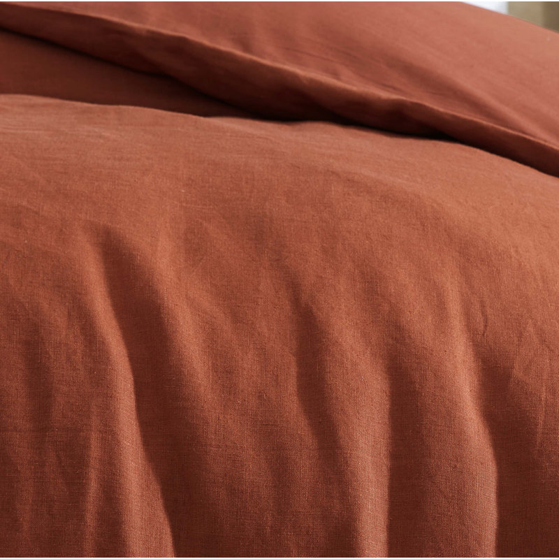 Ensemble de housse de couette 3 pièces Luca, Housse de couette pour grand lit + 2 taies d'oreil, Orange