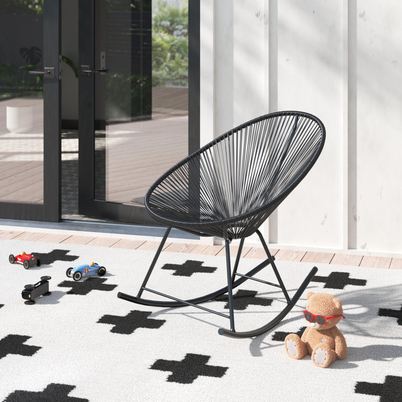 Chaise berçante d'extérieur en métal, Noir