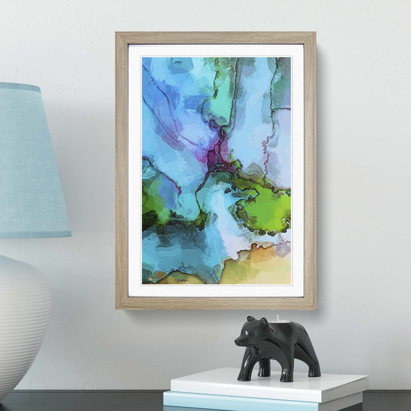 Uniting Inks in Abstract - Picture Frame Graphic Art Print, 36cm H x 27cm W x 2cm D, Oak Framed
