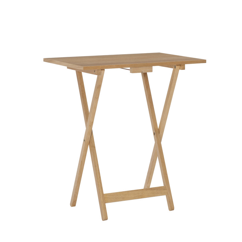 Ample 4 Piece Solid Wood Folding Tray Table Set, Natural