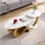 Ensemble de 2 tables basses gigognes modernes, ovales et rondes pour un décor de salon polyvalent et une utilisation efficace de l'espace-700974929