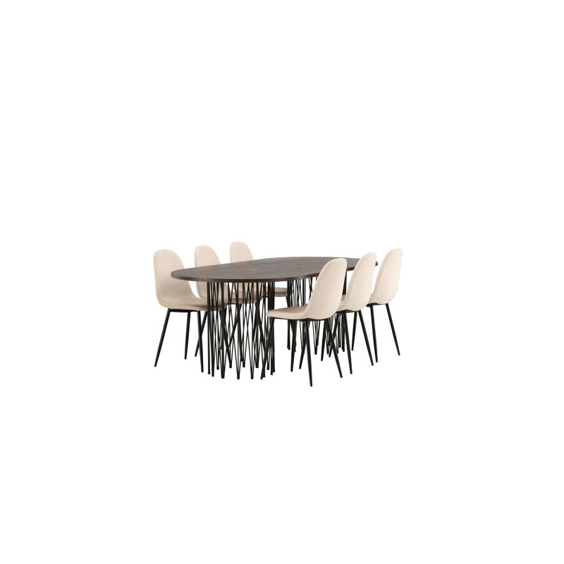 Granville 6 - Person Dining Set, Beige, Beige