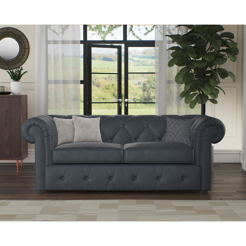 Melrose 3 Seater Leather Sofa Bed, Navy