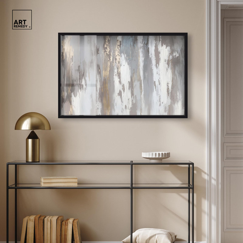 «Flooding Gold I Shadowbox Print Boho» par Art Remedy, H 25 po x l 37 po, Noir