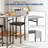 Dining Table Set for 2, 3-Piece Expandable Bar Table and Chairs Set, with Storage Shelves and Wine Rack, Small Kitchen Dining Set, Apartment-1355720297