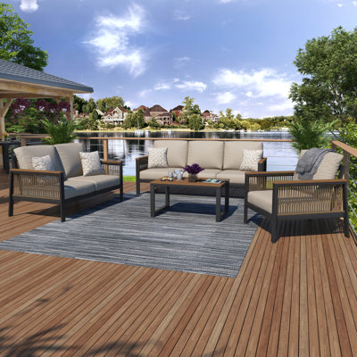 Townsend 4 Piece Sunbrella Sofa Seating Group with Cushions by Birch Lane