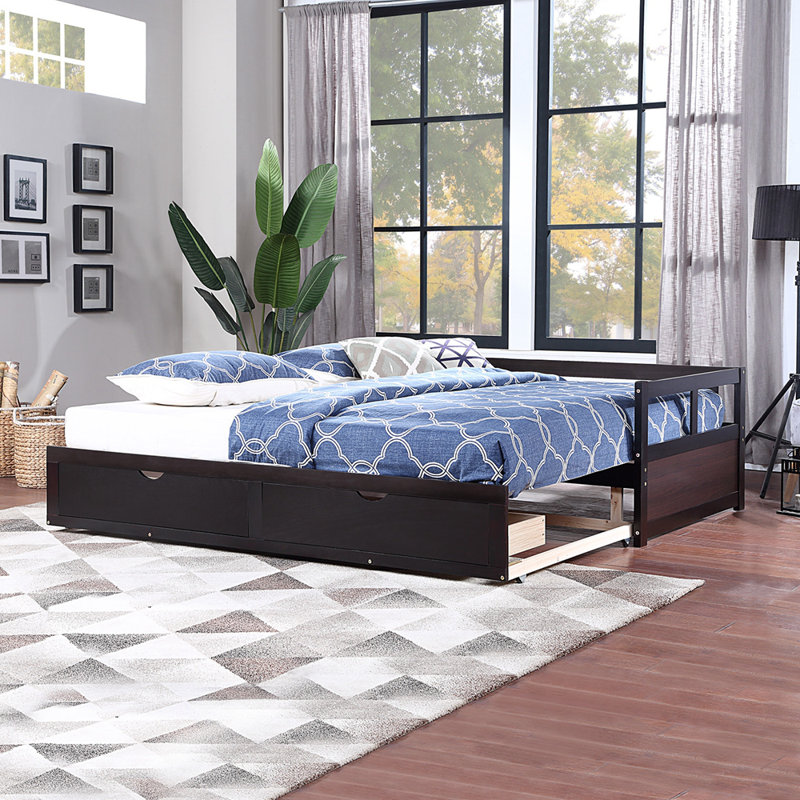 Freland Kids Daybed with Trundle with Drawers, Espresso