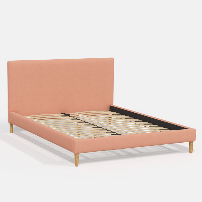 Lit plateforme Olivet, Lin abricot classique, Simple