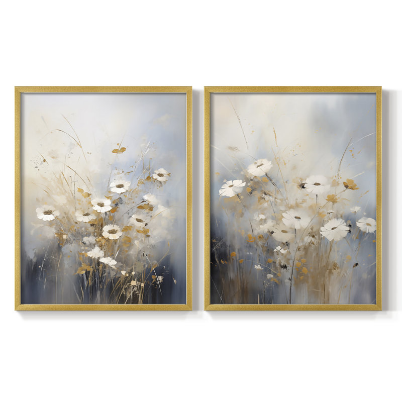 FLORAL Series CCCCLIX - reproduction encadrée de qualité supérieure - prête à être accrochée - aucun clou requis - aucun clou requis