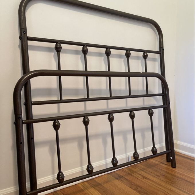 Classic Metal Platform Bed Iron Open-Frame Bed with High Headboard and Footboard - Bronze, King