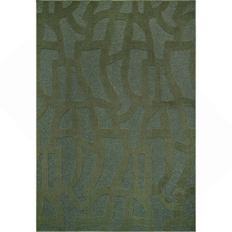 Tapis vert en polyester Teagan, Rectangle 7 pi 10 po x 10 pi