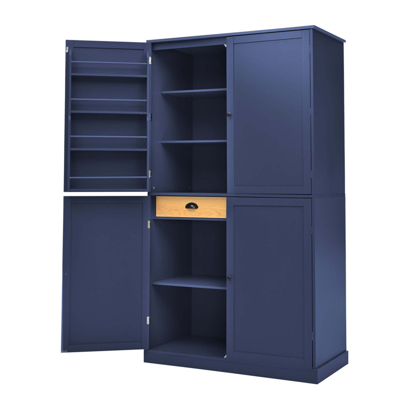 Garde-manger avec tablettes réglables et tiroirs intégrés, Bleu